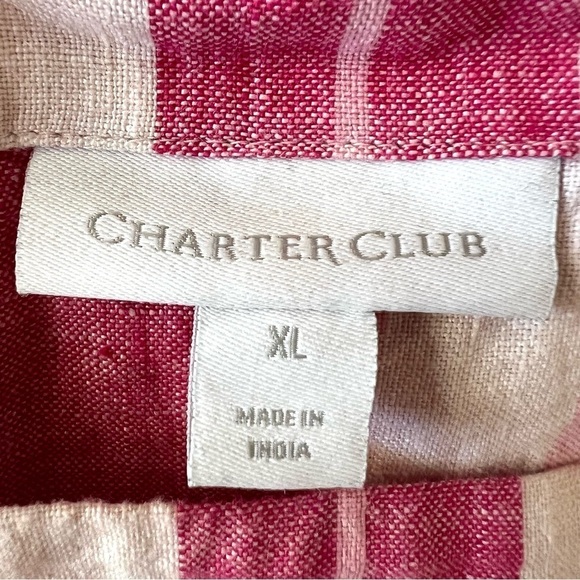 Charter Club Pink Linen Striped 3/4 Ruffle Sleeves Casual Top Women’s XL - Picture 9 of 9